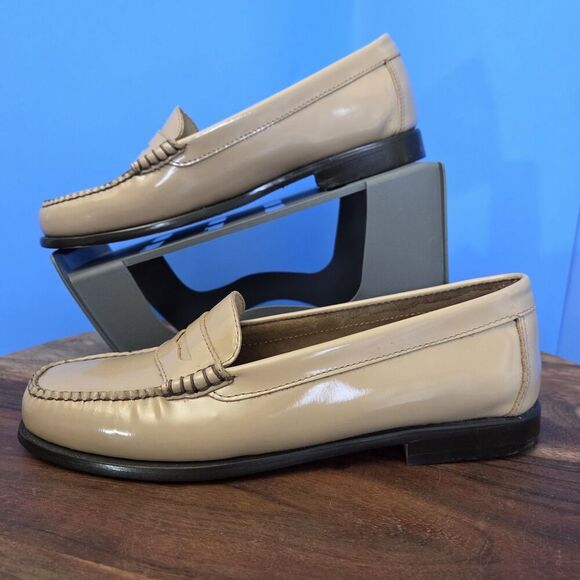 G.H. Bass Weejuns Penny Loafer Patent Leather Women’s 7.5/8M Taupe 3986 175 - Picture 4 of 14